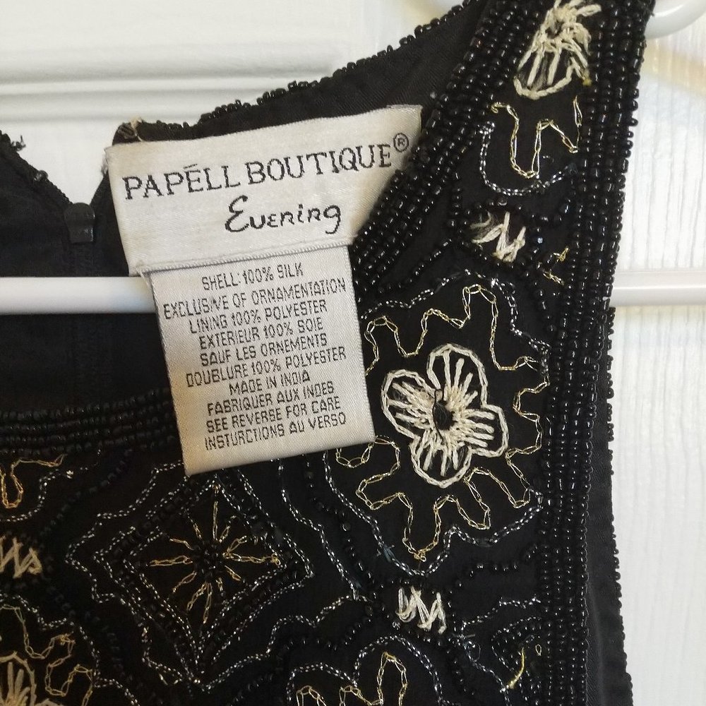 EXQUISITE! | Vintage SILK BEADED TOP | 8 / 10 | EVC | Papell Boutique - Picture 3 of 7